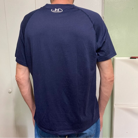 UNDER ARMOUR Loose Fit Heat Gear T shirt Blue Short Sleeves  Casual Mens Large - Picture 13 of 16